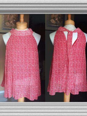 Max Studio Sleeveless Tunic A-Line top size L halter neck & open back bow